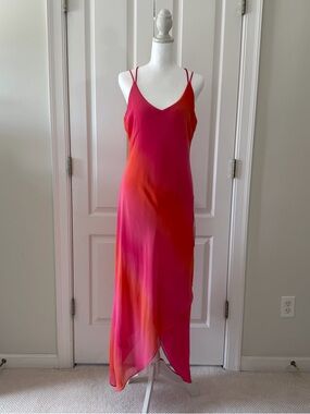 Onyx Nite Fuchsia and Orange Ombre Maxi Slip Dress